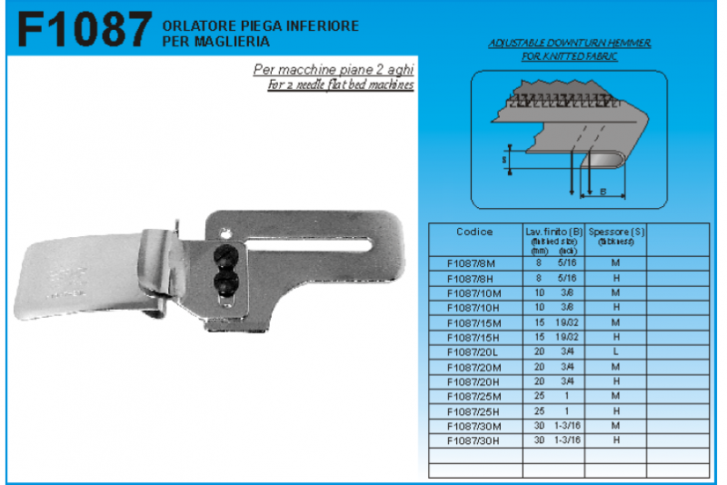 ORLATORE PIEGA INFERIORE PER MAGLIERIA