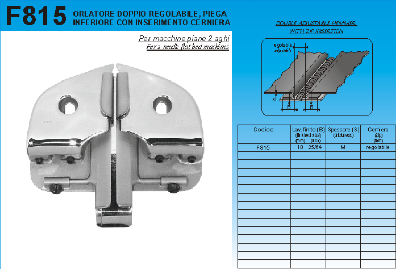 ORLATORE DOP.REG.PIEGA INF.+CERNIERA
