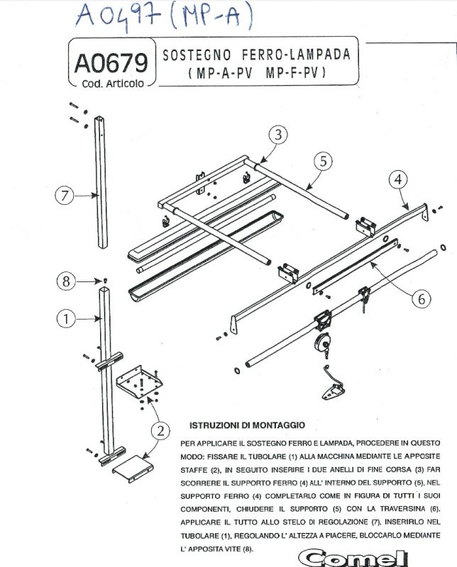 SOSPENSIONE FERRO CARRUCOLA + ARCHETTO +SOSTEGNO + LAMPADA PER MP/A MP/F